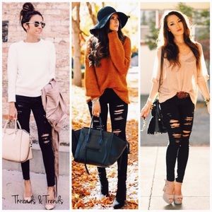 Ripped distressed skinny jean